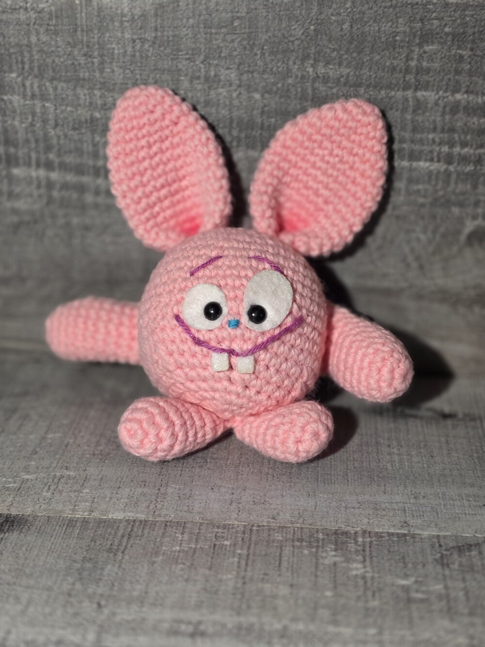 Funny Bunny Crochet Doll 6" Handmade Pink Amigurumi Doll b133